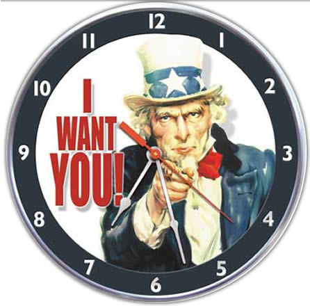 Uncle Sam Wants You Collectible Wall Clock